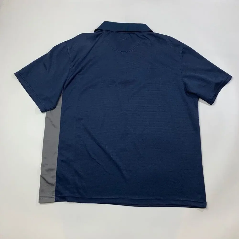 Reebok Polo Shirt Mens XXL Navy Graphite Golf 1/4 Zip Short Sleeve Performance